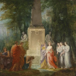 Poets Drink from the Castalian Spring the Water of Truth, Design for a Theater Curtain